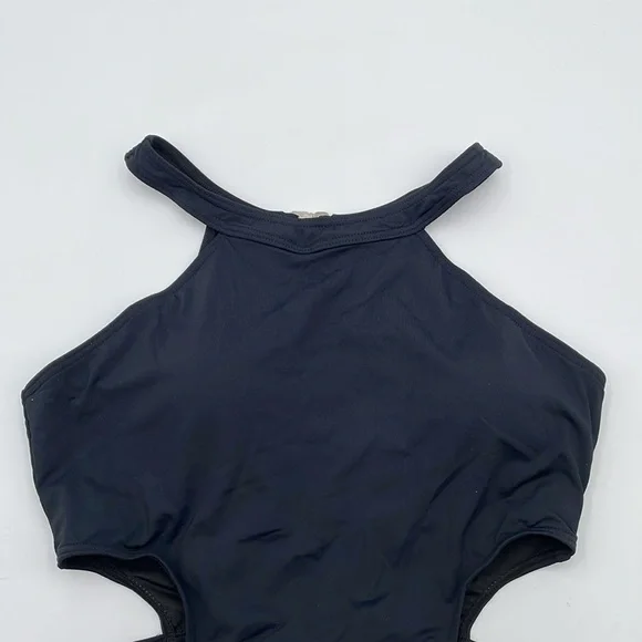 Holipick Black One-Piece Monokini‎ Swimsuit High Neck Cutout Snap/Hook Closure - Picture 4 of 17